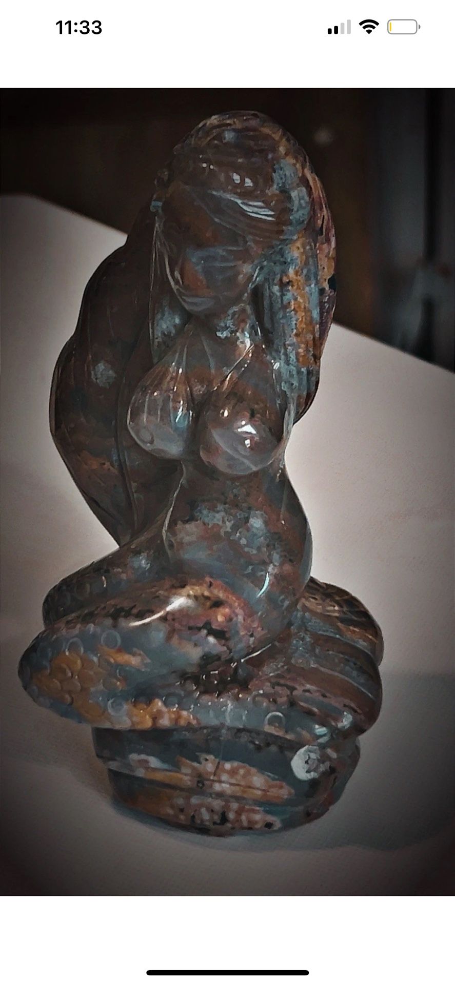 Ocean Jasper Agate Crystal Mermaid 578G! Rare! High Quality!