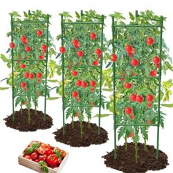 3 Pack Tomato Cage,Tomato Cage for Raised Garden Bed, 48'' Tall Tomato Trellis Triangle or Square Cages for Garden,Pots, Plant Cages & Supports