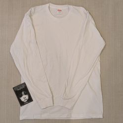 Supreme Long White T Shirt w/ Sticker- (L)