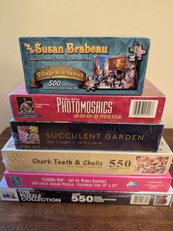 New and Rare 500/550 Piece Jigsaw Puzzles - $10 each