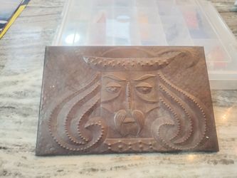 Hammered copper Viking look face souvenir