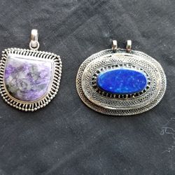 2 Sterling silver with lapis and turquoise