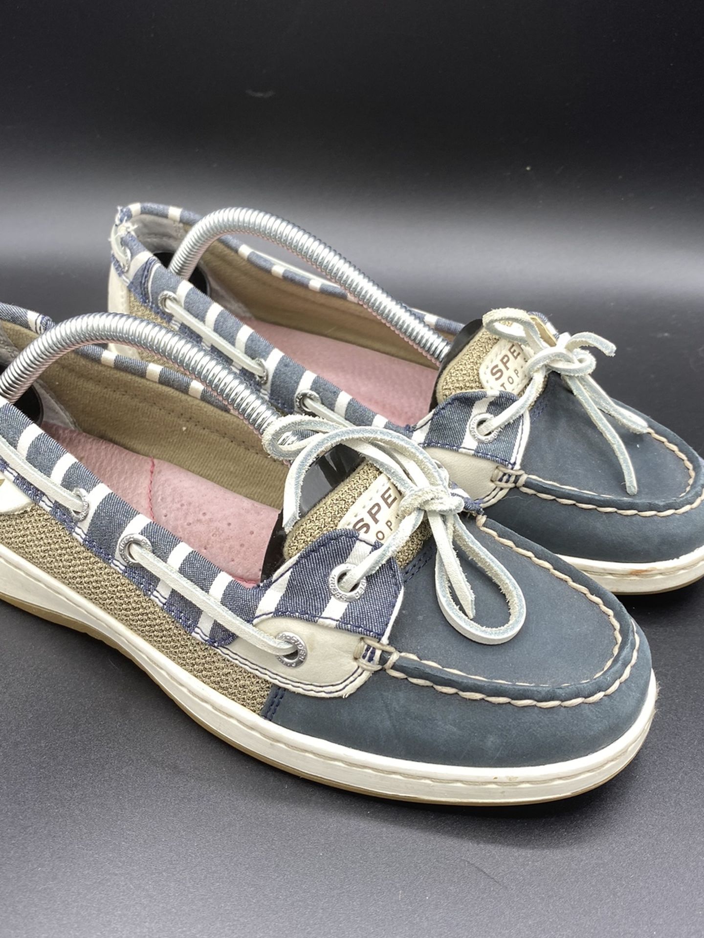 Sperry TopSider Women's Size 7M Blue White Striped Boat Shoe 9265452 EC