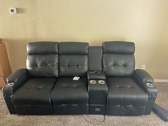 COMHOMA Leather Recliner Modern 3 Seater Recliner Sofa & 360 Swivel Rocker Recliner With Body Massager