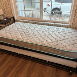 Bed Frame With Under Bed With Mattress And Nightstand 