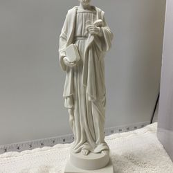 Exquisite Saint Bartholomew 11 1/2 Inch Miniature Replica Made Of Cararra White marble Luna marble to the Romans, is a type of white or blue-grey marb