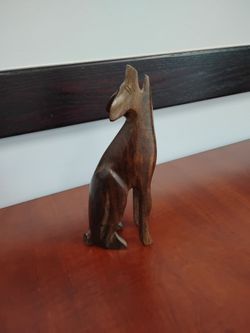 Vintage Hand Crafted wooden wolf apparently 8 in tall