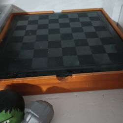 Glass Top With Wood Bottom Chess Set
