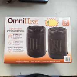 OmniHeat Digital Ceramic Personal Heater 2-Pack