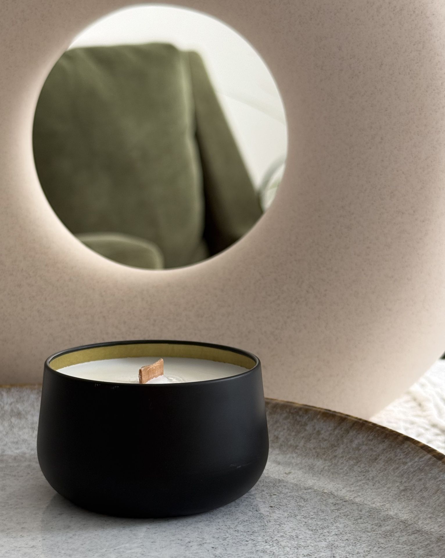 Elegant 8 oz tin with wooden wick gift candle, No label, Scented natural oil