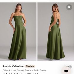 Olive A-Line Corset Stretch Satin Dress