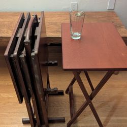 Four Piece Wood Tray Table Set