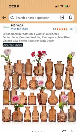 Amber bud vases - total of 60 assorted