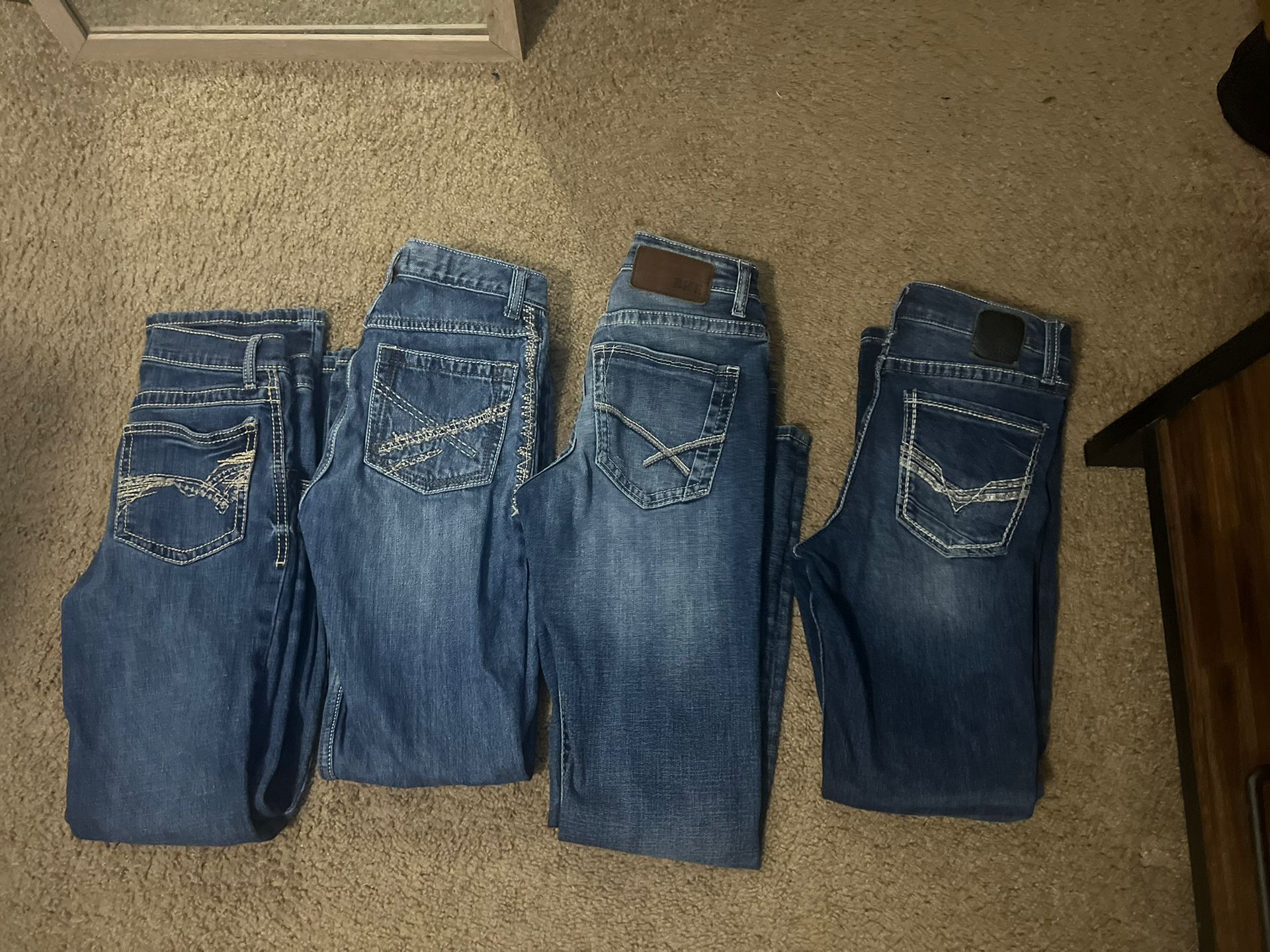 2 Boys Size 16 Buckle BKE Jeans & 2 Cavenders Wranglers 14 Slim