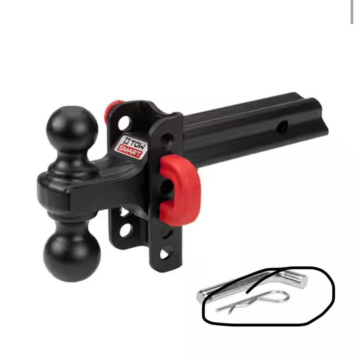 TowSmart X-Mount Adjustable Hitch Dual Ball Mount, 3 1/4" Drop, 10,000 lb (Red U-Pin) @D5-589