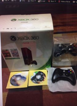 Xbox 360 With Two Controllers and Two Games