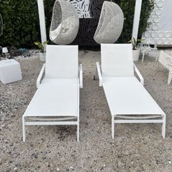 Outdoor Patio Aluminum White Chaise Lounge Set Of 2 Chairs!!!!