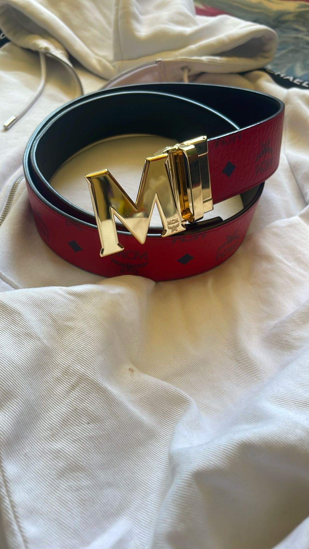 Red Mcm Belt Authentic