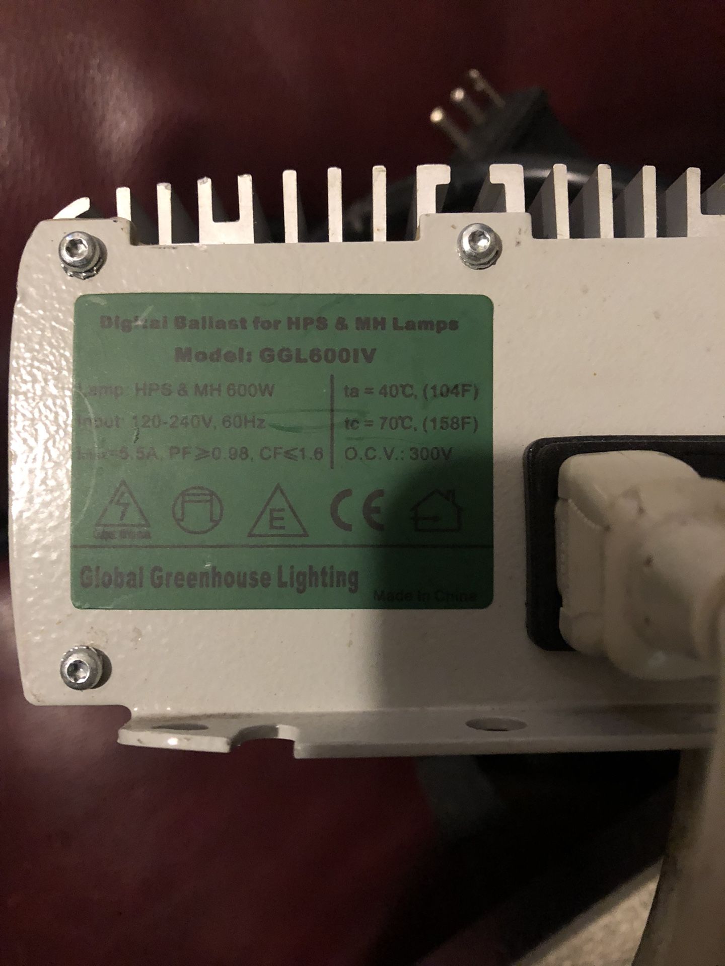 600 Watt Hps /mh 120v-240v Global Greenhouse Lighting Model Ggl600lv Used Works