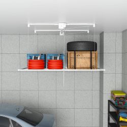 Overhead Garage Storage Rack 3x6 FT for High Ceilings 10-12 FT, 370LBS Capacity All-Steel Construction with Safety Lock (Installation Required, Heavy-