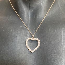 Heart shape with Swirsky crystals necklace  (18” Gold plated Silver chain)