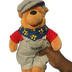 Winnie The Pooh CHOO CHOO POOH Plush Stuffed Toy Railroad Conductor Bee Overalls