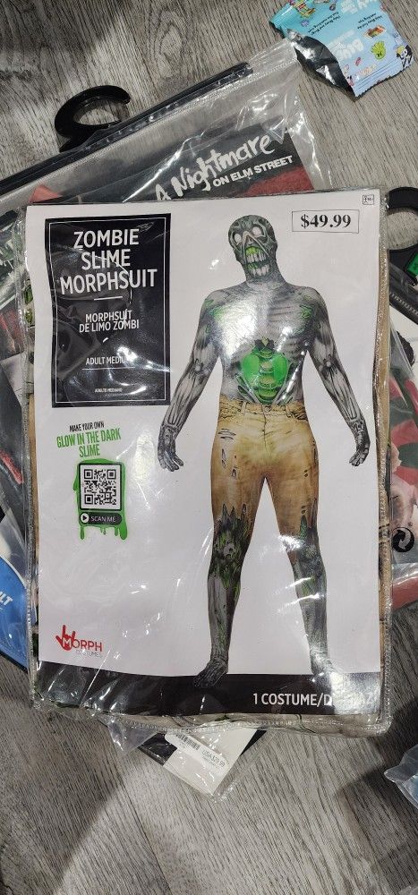 Adult Zombie Costume Glow On Dark