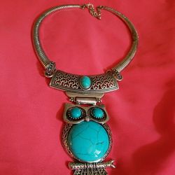 Turquose Stone Owl Chocker