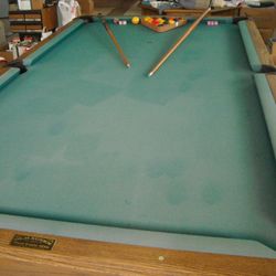 Solid Oak Slate Top Pool Table