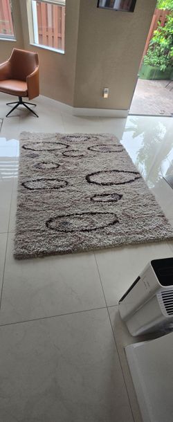 Shag Area Rug with Circle Pattern