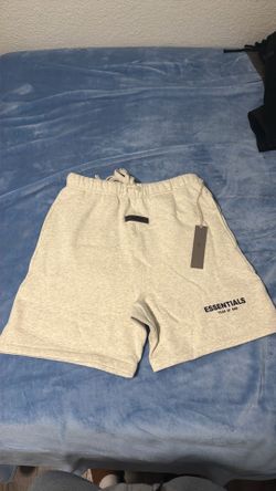 Fear of God Essential, light oatmeal shorts, Med& L