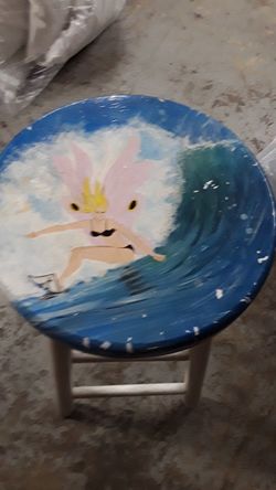 Cool hand painted stool only $20!