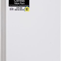 Darice Studio 16 by 20 inch, Stretched Canvas ,  5 Pack, White,