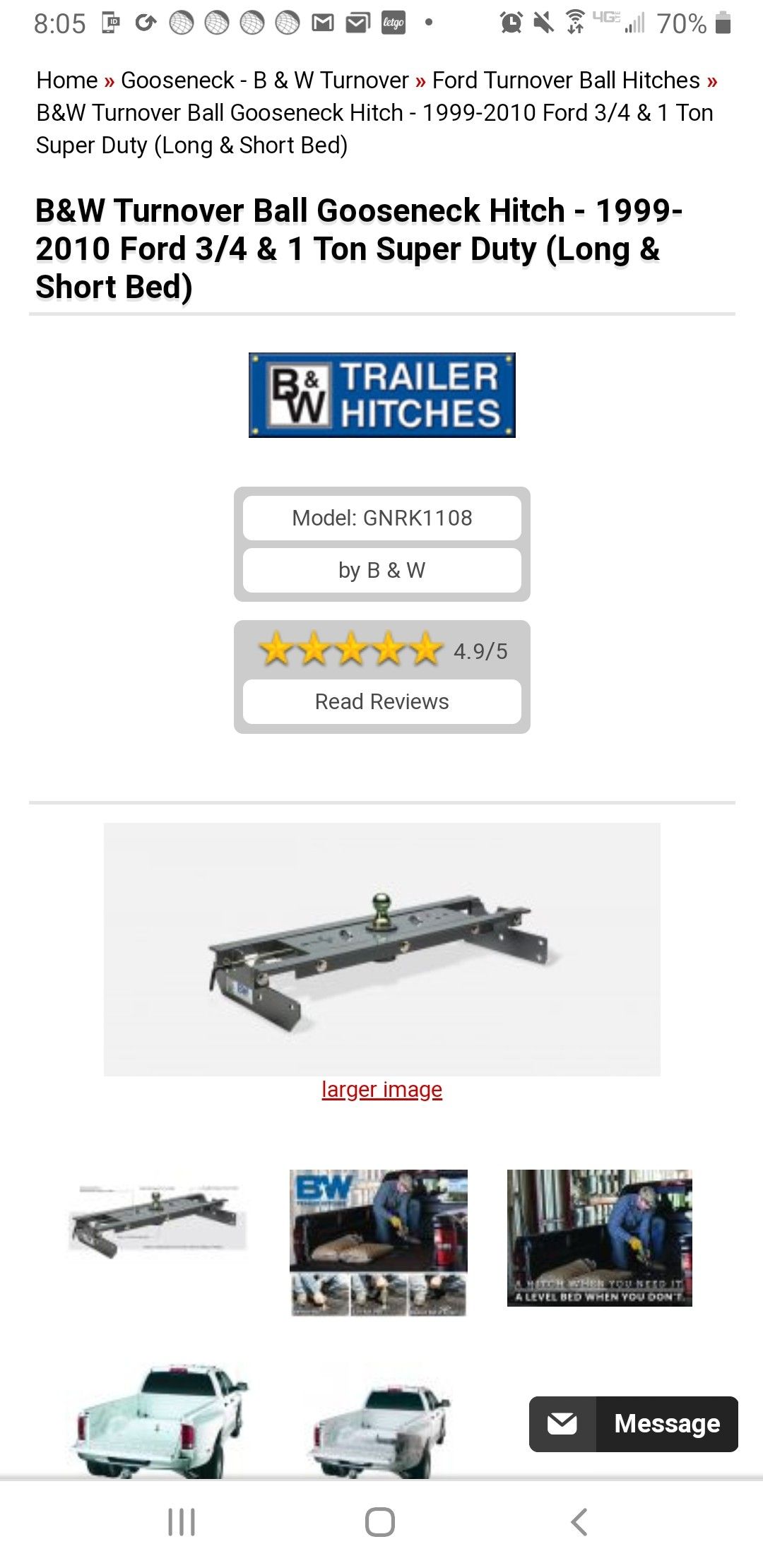 B & W Gooseneck hitch F250 F350 Super Duty for Sale in Tampa, FL OfferUp