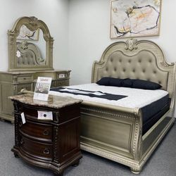 European Design Inspired Sleigh style Queen Bedroom Set