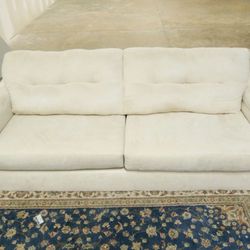Suede Leather Cream Colored Sofa And Loveseat Used