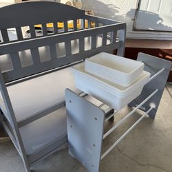Crib, Changing Table And Toy Bin Set 
