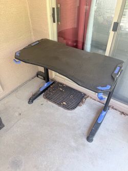 Blue and Black Carbon Fiber Gaming Desk
