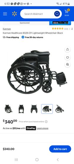 Karman Healthcare 802N-DY Lightweight Wheelchair-Black $150