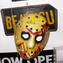 collectible Friday the 13th Jason Voorhees hockey mask signed by Ari Lehman