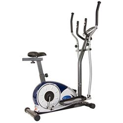 Body Champ 2-in-1 Upright Exercise Bike and Elliptical Trainer with Seat, Heart-Rate Monitor, and Pr
