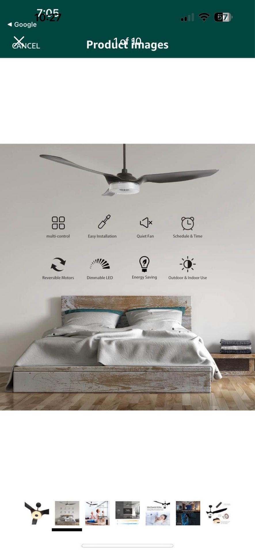 New Large 60 Inch Smart Ceiling Fan With Light