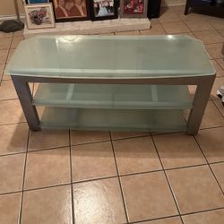 Tempered Glass And Metal TV Stand