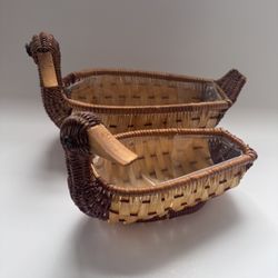 Vintage Duck Shape Wicker Baskets