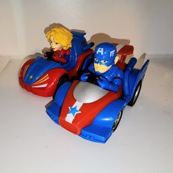 pair of 4 inch Marvel cars Captain America and Captain Marvel