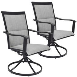 STYLE SELECTIONS MELROSE SET OF 2 BLACK STEEL FRAME SWIVEL DINING CHAIR(S) WITH OFF-WHITE CUSHIONED SEAT