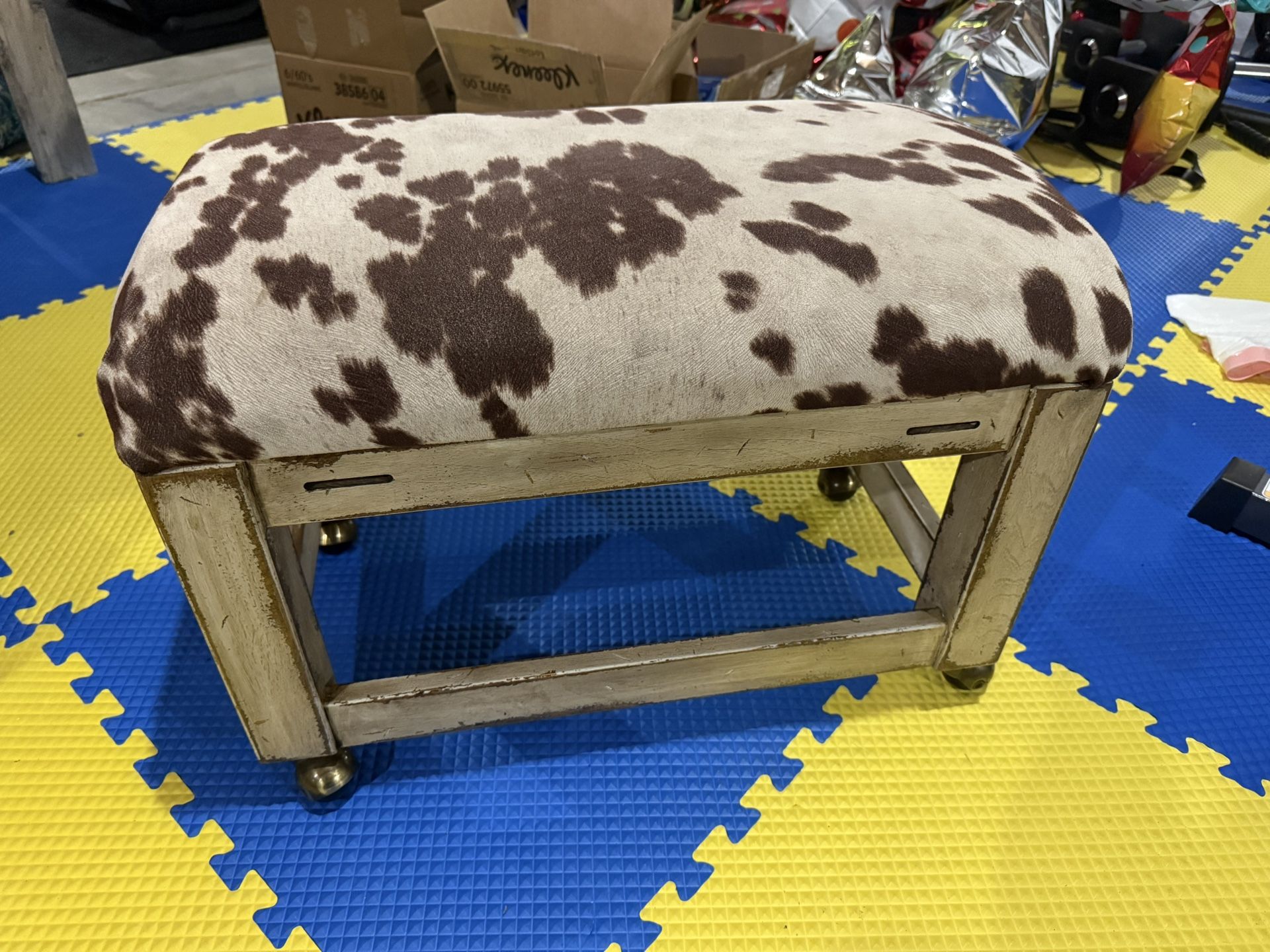 Cowhide Rolling Ottoman