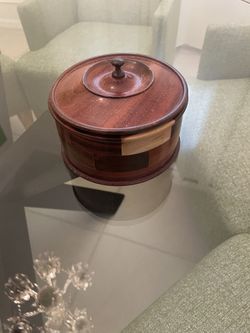 HANDMADE wood BOWL with LID teak