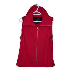 Calvin Klein Performance Activewear Red Fleece Zip Up Vest Size Woman Medium