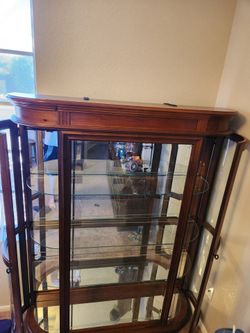 Wood and Glass Curio Display Cabinet